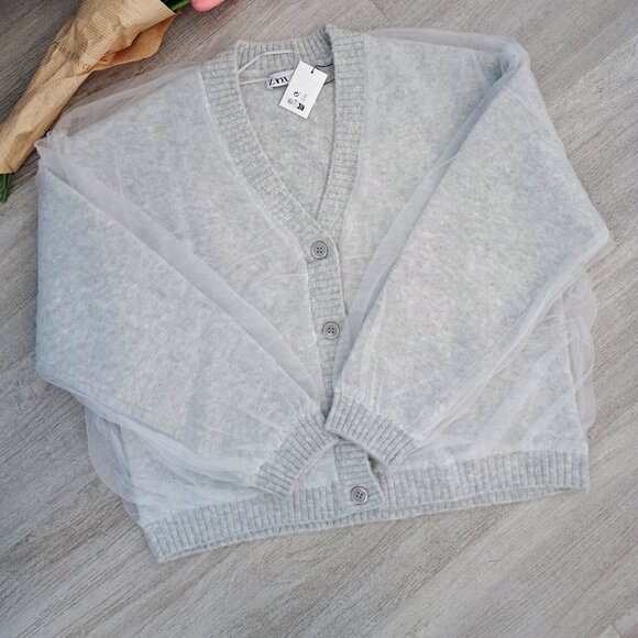 Zara Gray Button-Up Cardigan - Picture 1 of 1